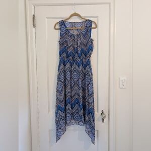 AB Studio Asymmetrical Blue and White Tank Dress Size Small